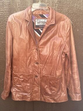 Vintage Pelle Studio Wilsons Women’s Brown Leather Blazer Jacket size large